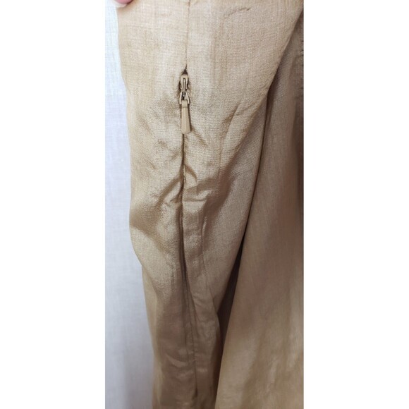 Eileen Fisher Blouse Top L Gold Silk Cotton Sequins Pleated Holiday Party Glam - Picture 5 of 8